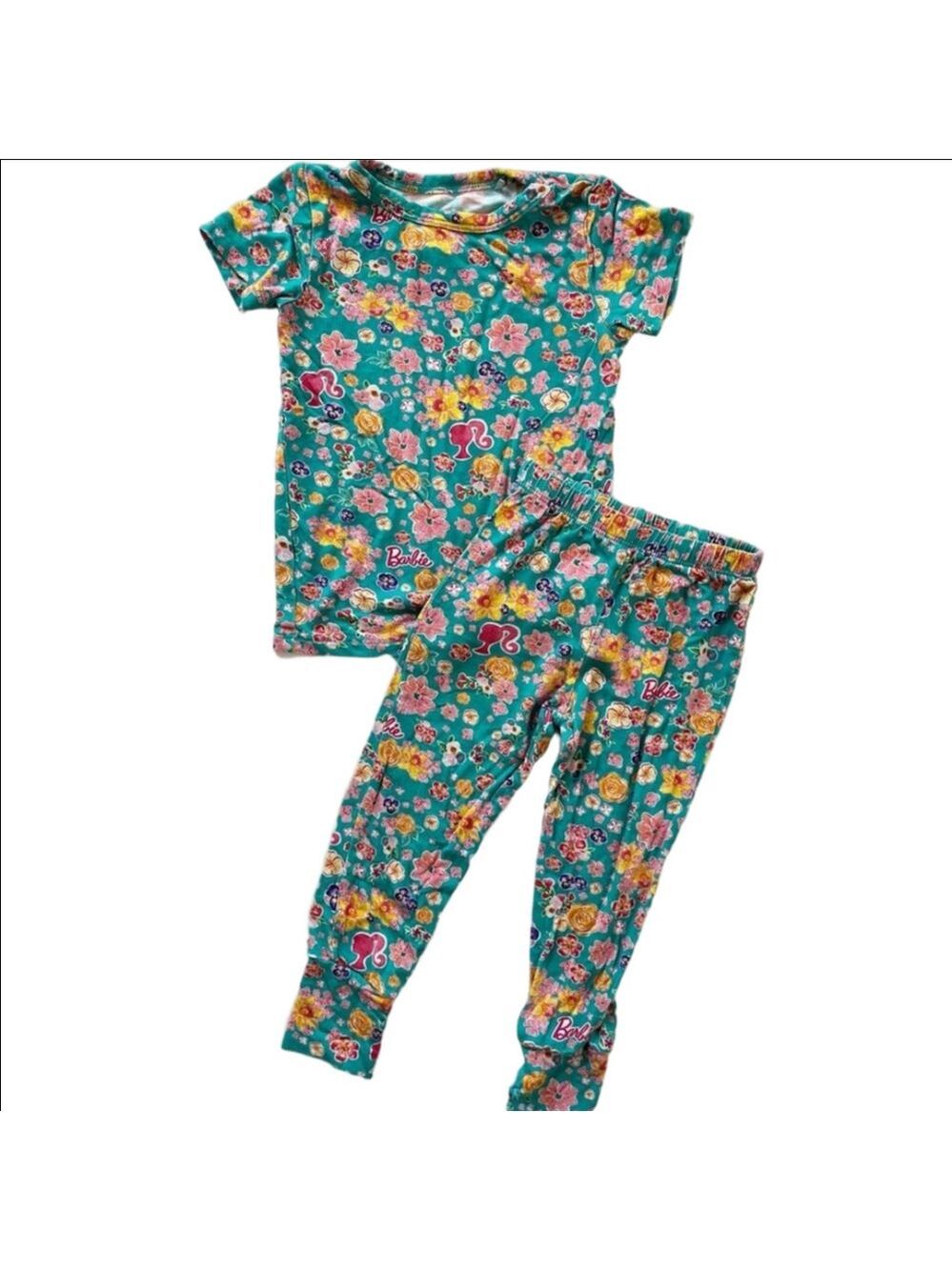 Posh Peanut x‎ Barbie Kids Bamboo Set - Teal and Pink Floral